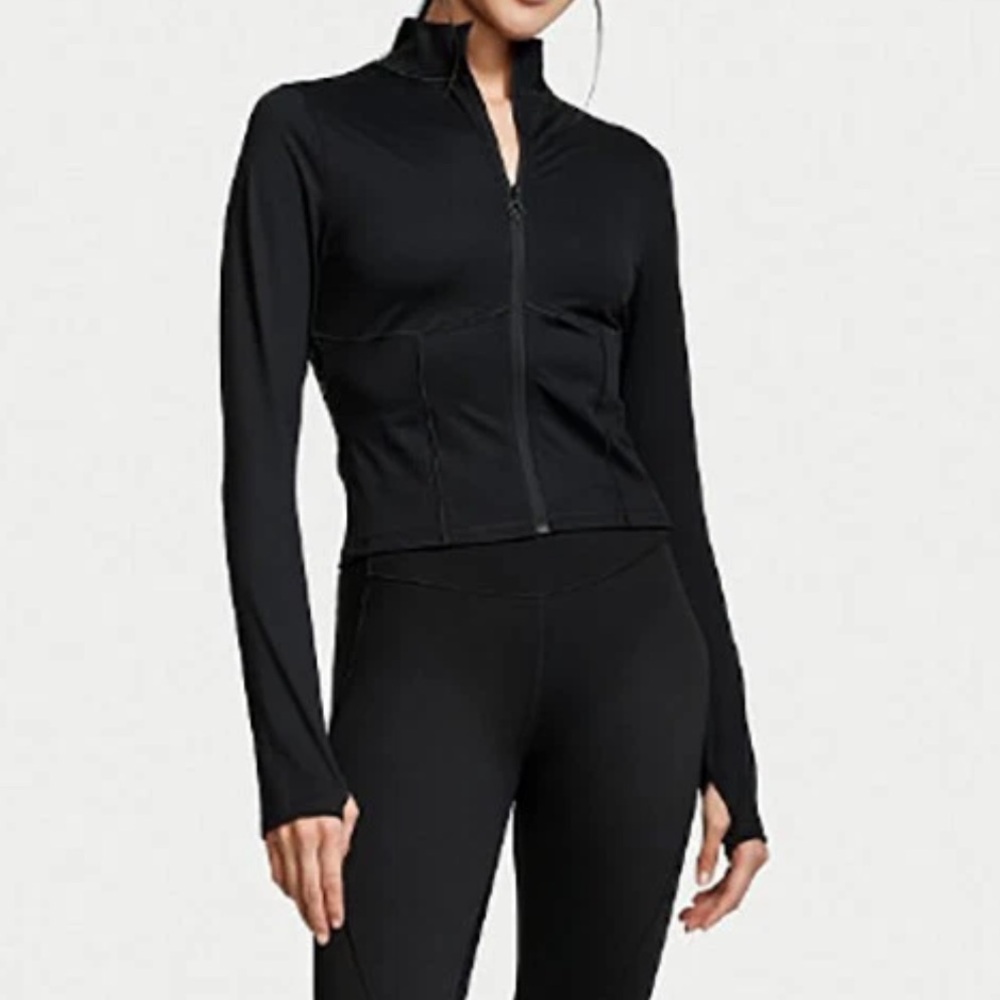 Victoria's Secret On Point Black Fitted Athletic Jacket Size Small